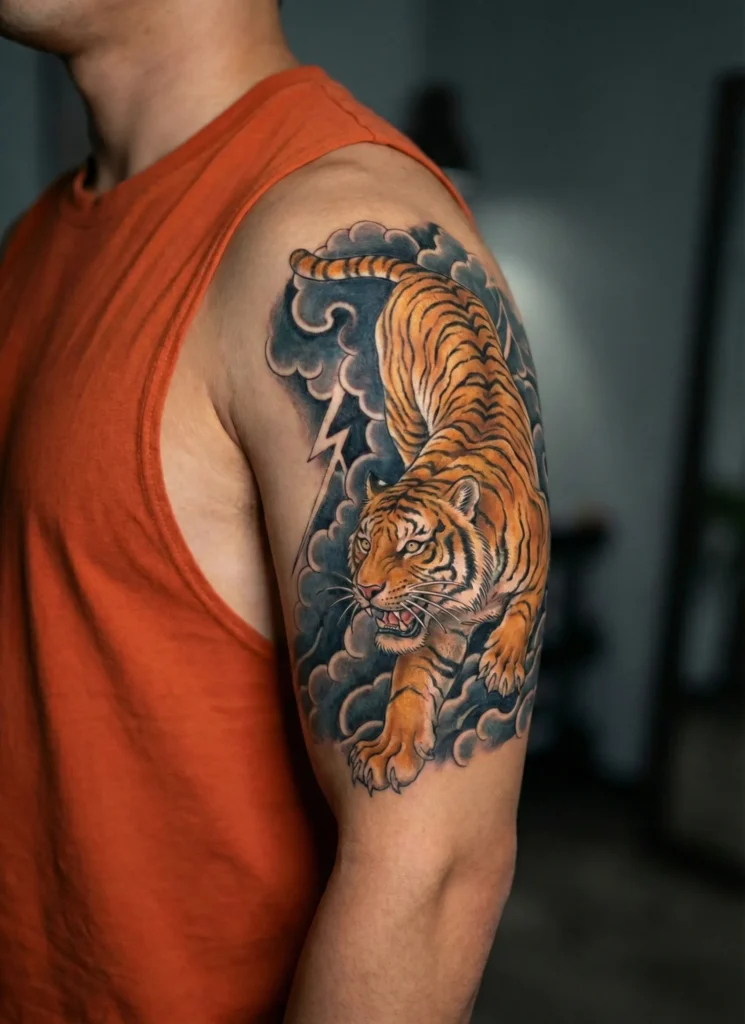 Tiger in Storm Clouds