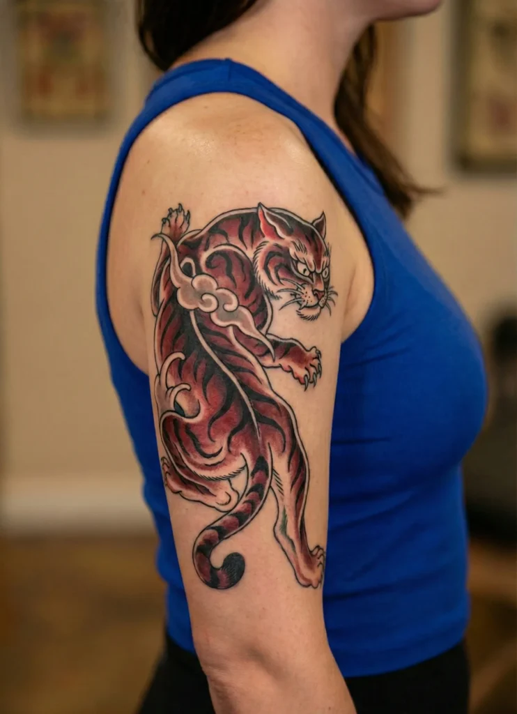 Traditional Irezumi Style Cat