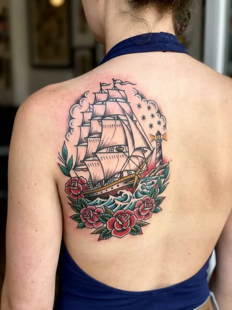 Traditional Ship Tattoo