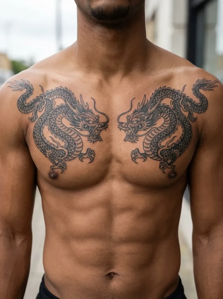 Twin Dragons Facing Each Other