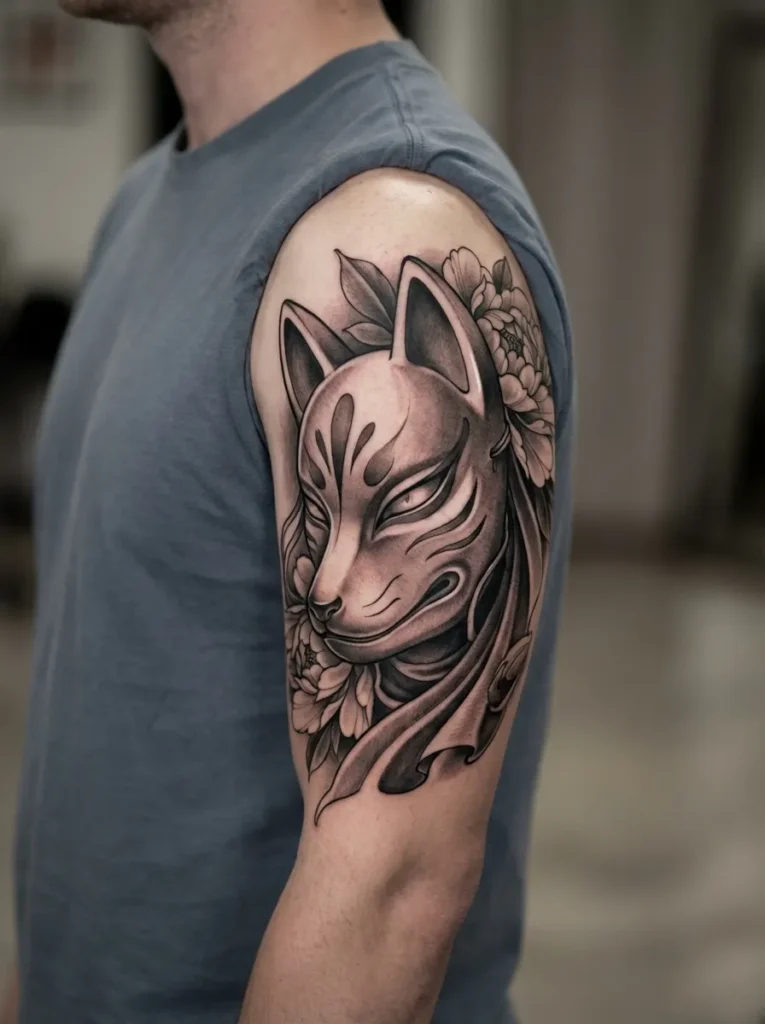 Black and Grey Kitsune Mask
