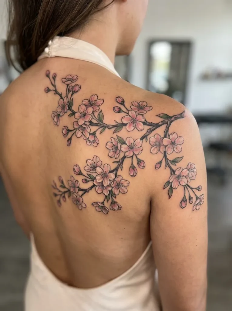 Branch of Blooming Cherry Blossoms