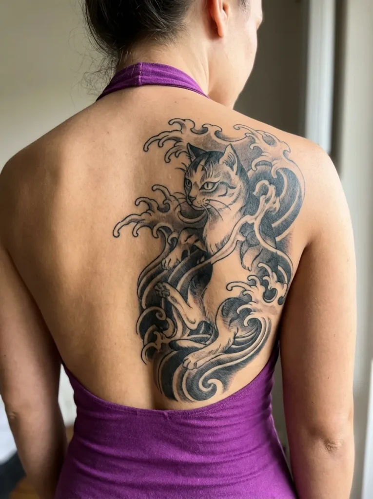 Cat with Wave Background (Nami)