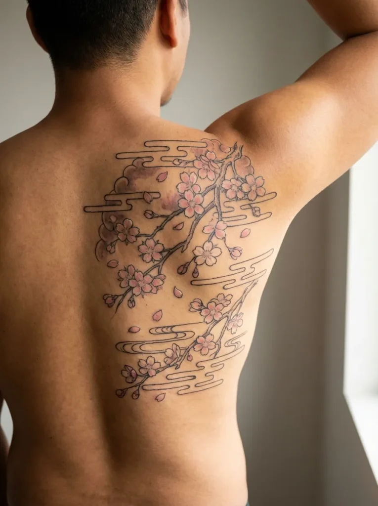 Cherry Blossom Scene Tattoo