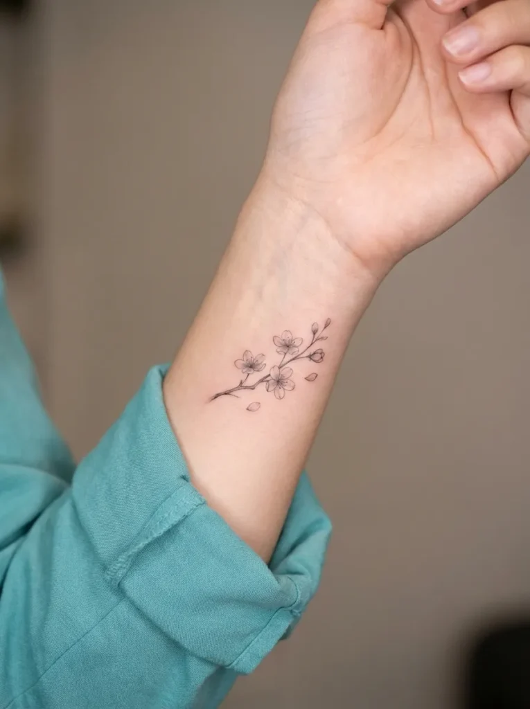 Cherry Blossom Wrist Tattoo