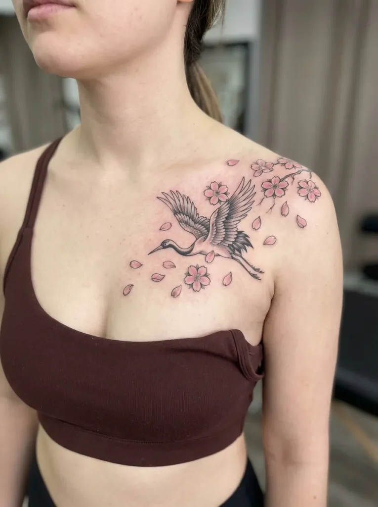 Cherry Blossom and Crane (Tsuru)