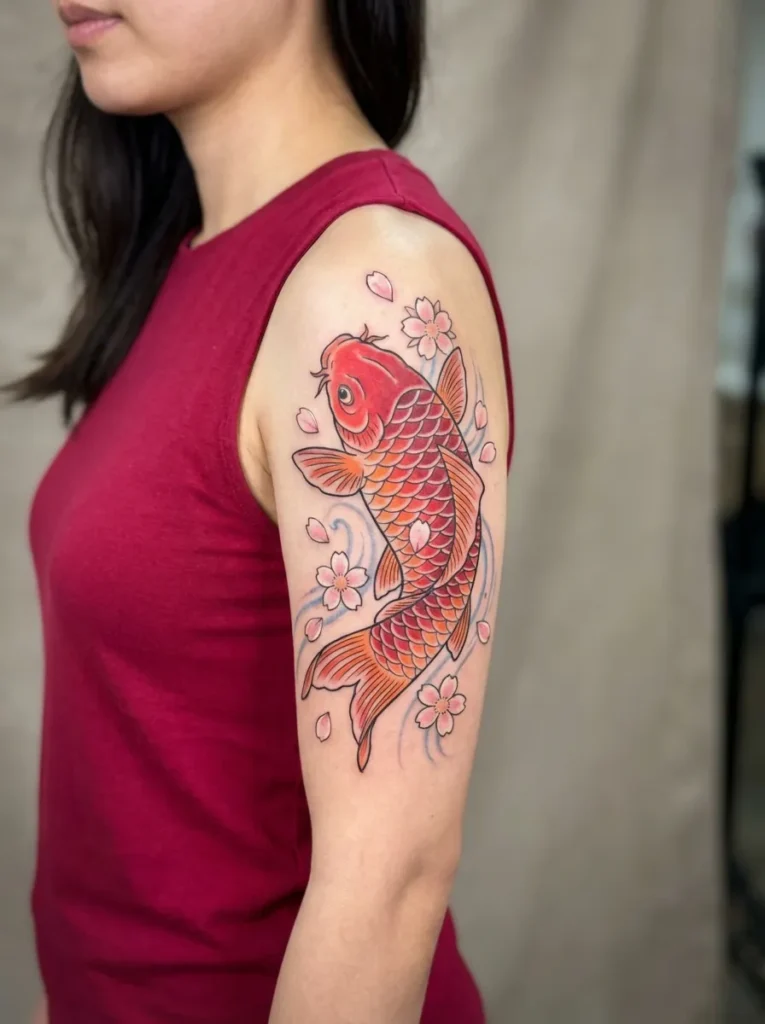 Cherry Blossom and Koi Fish