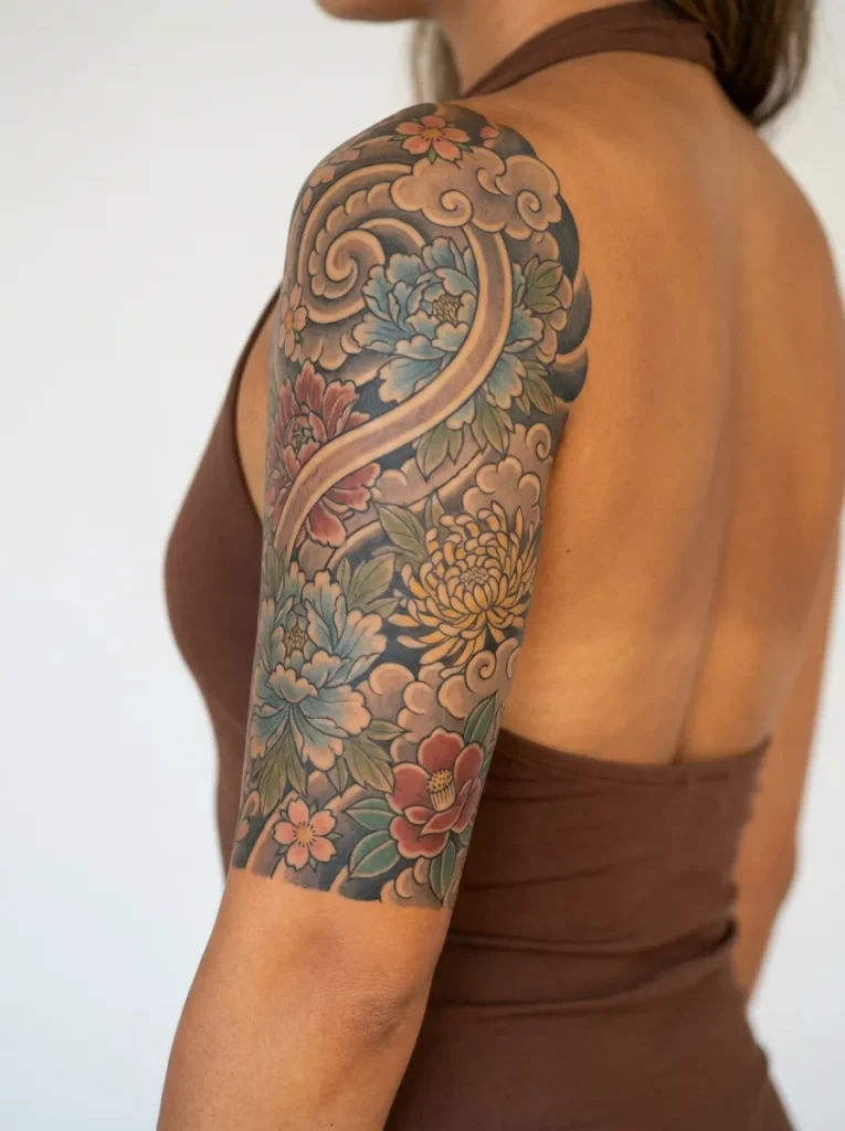 Floral Half Sleeve Tattoo