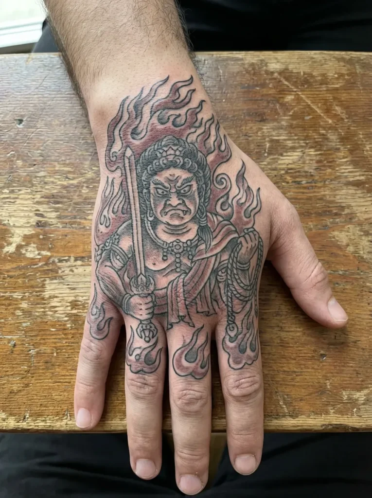 Fudō Myōō Hand Tattoo
