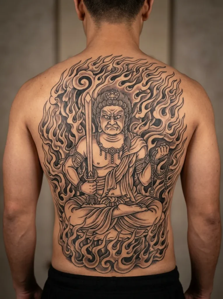 Fudō Myōō with Fire Halo Back Design