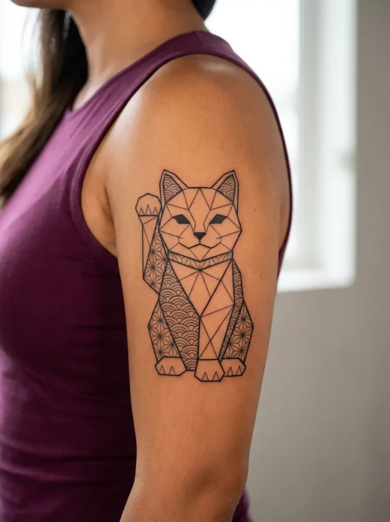 Geometric Maneki Neko Design