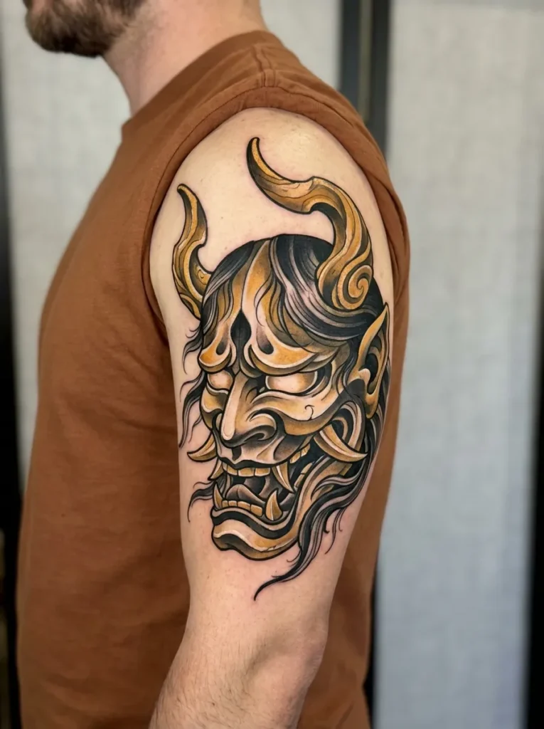 Golden Horned Oni Mask