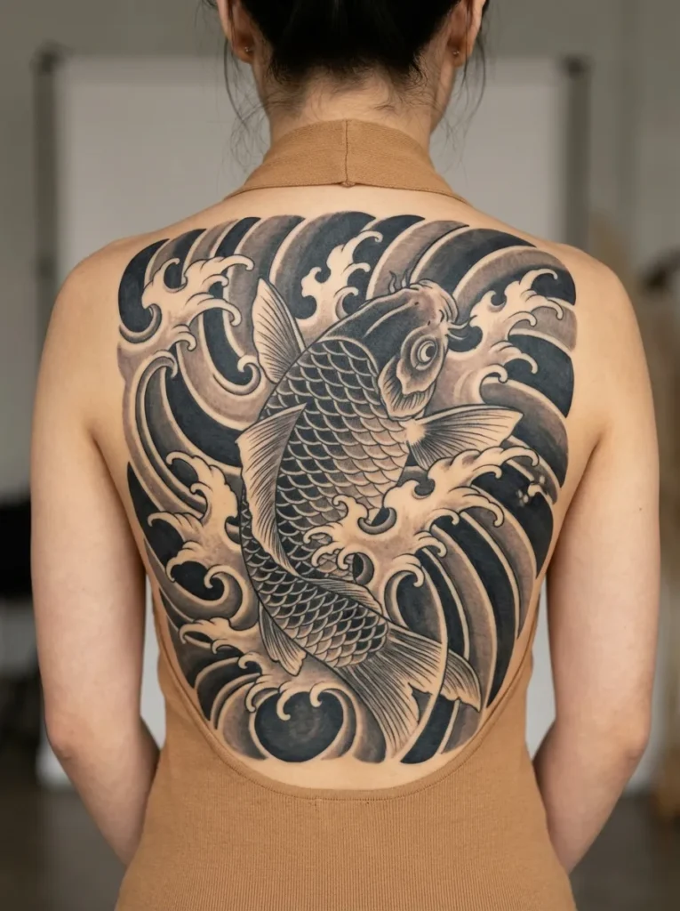 Koi Fish with Water Waves (Nami)
