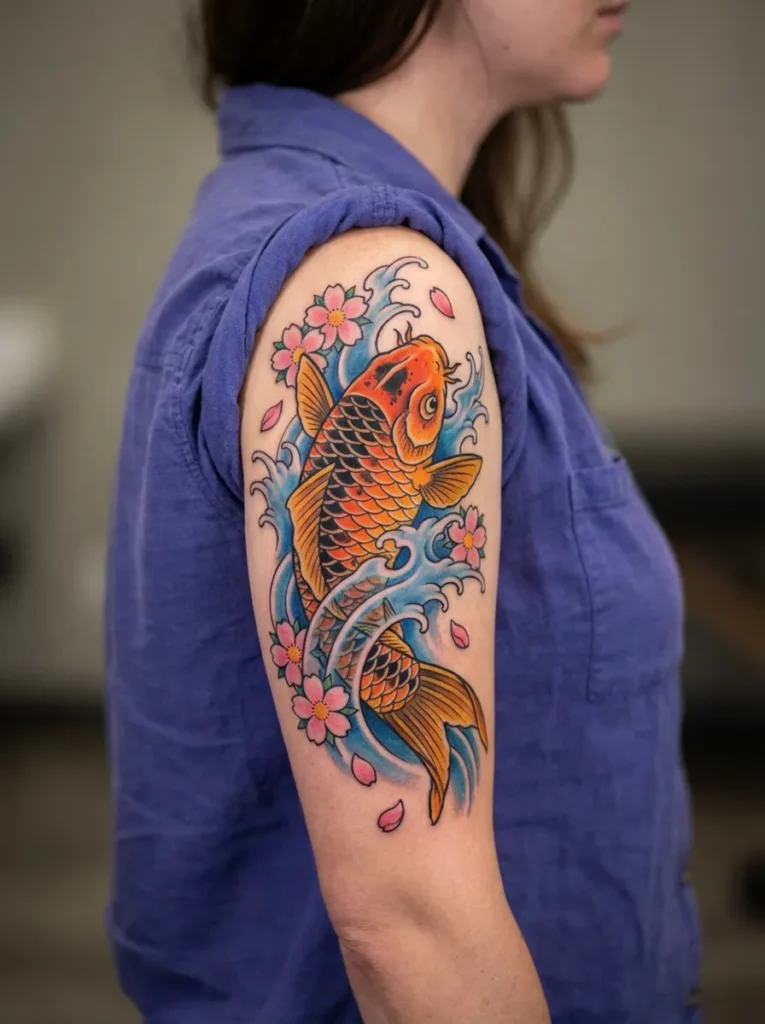 Koi with Cherry Blossoms (Sakura)