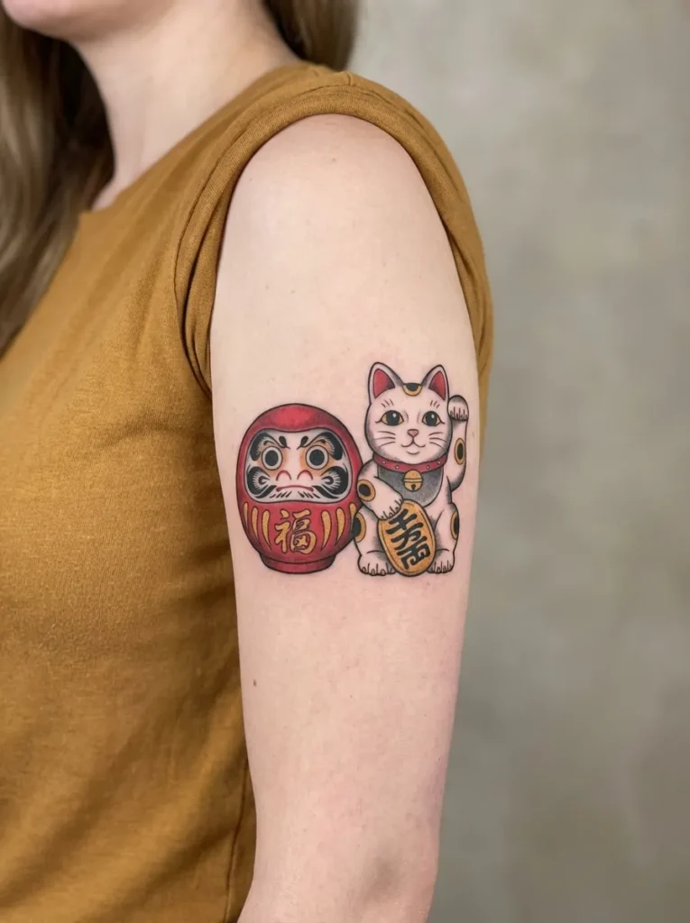 Maneki Neko and Daruma Pairing