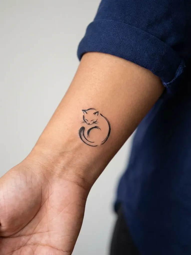 Minimal Linework Japanese Cat