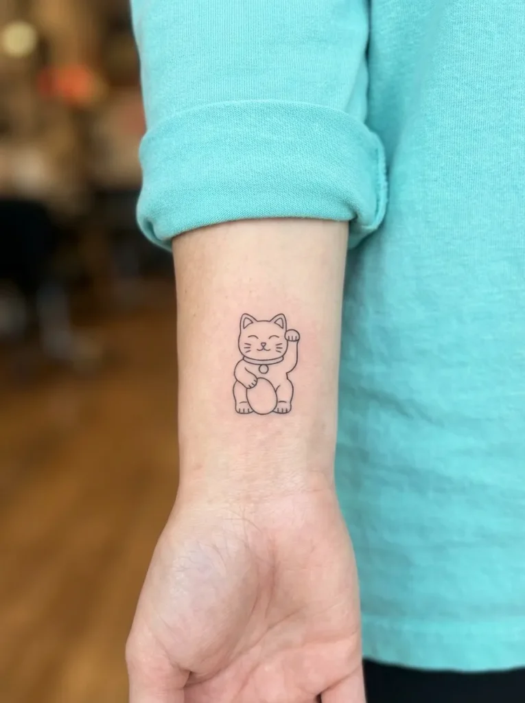 Minimal Linework Maneki Neko