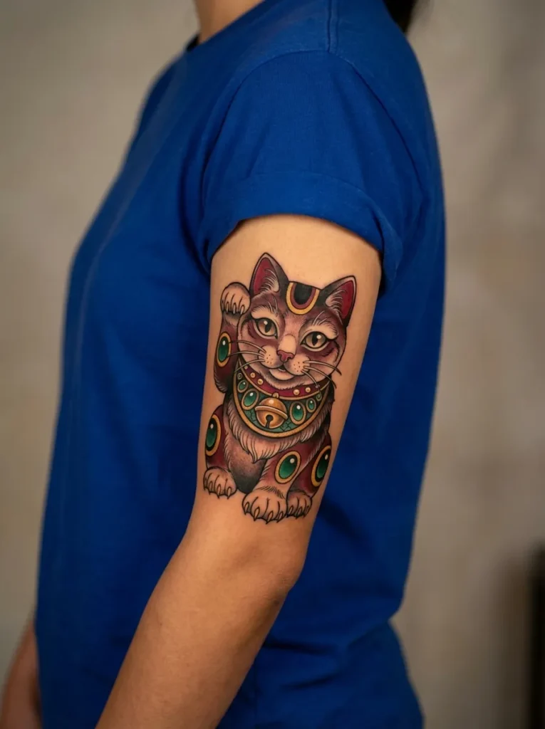 Neo Traditional Maneki Neko Style
