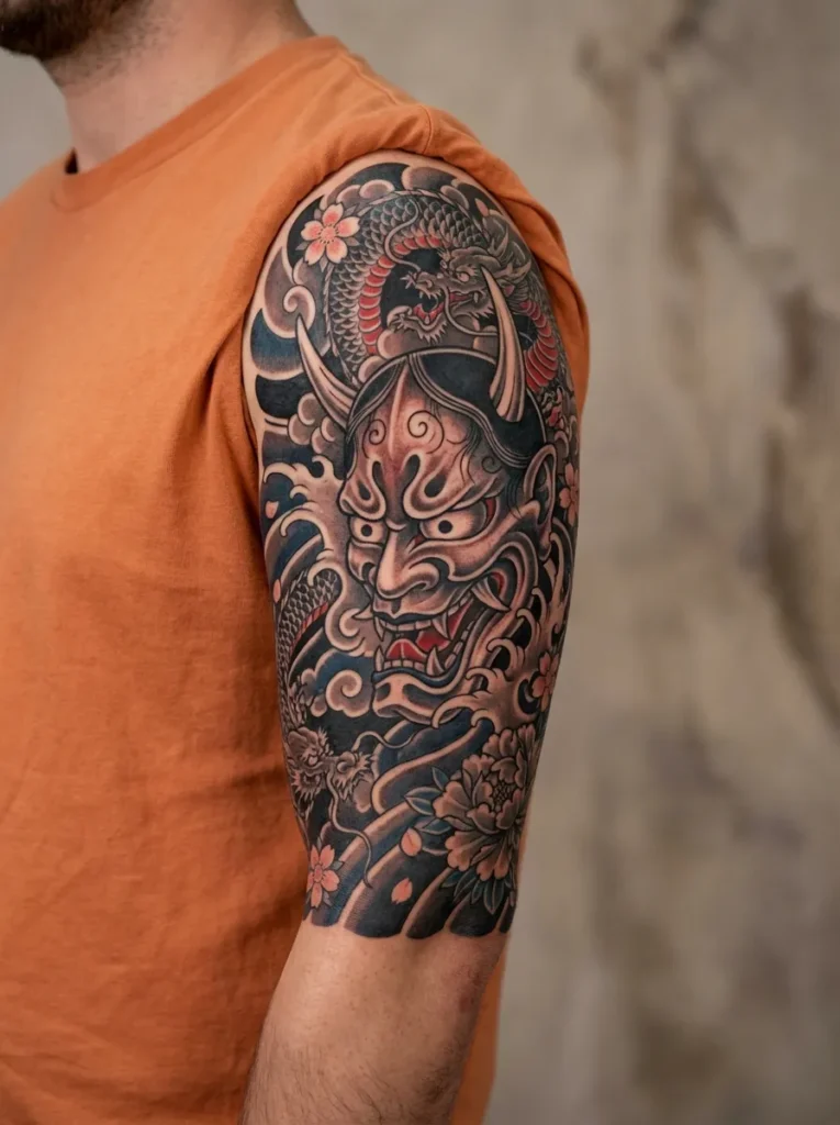 Oni Mask Half Sleeve Design
