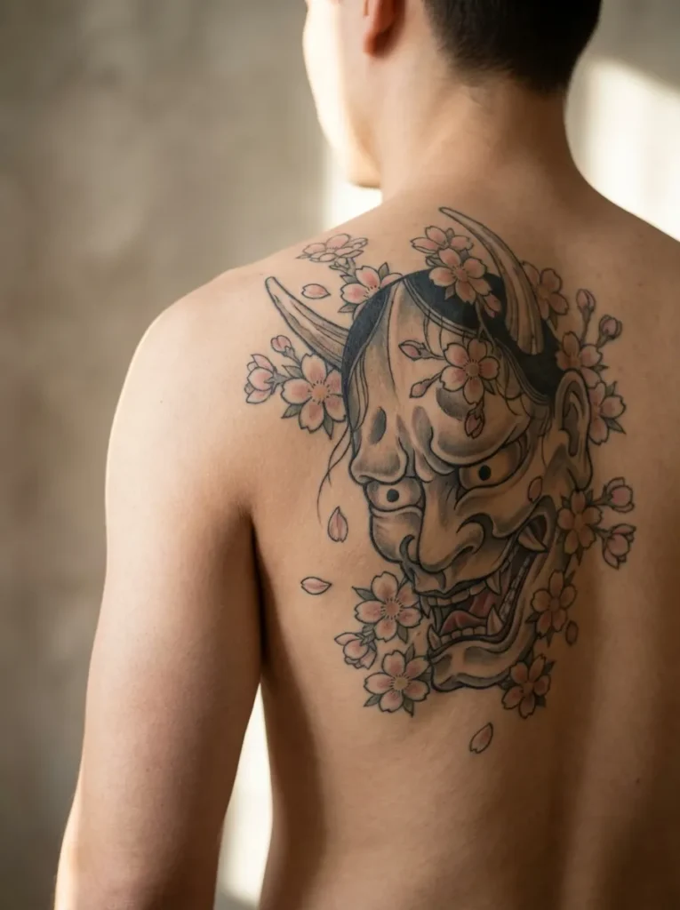 Oni Mask with Cherry Blossoms (Sakura)