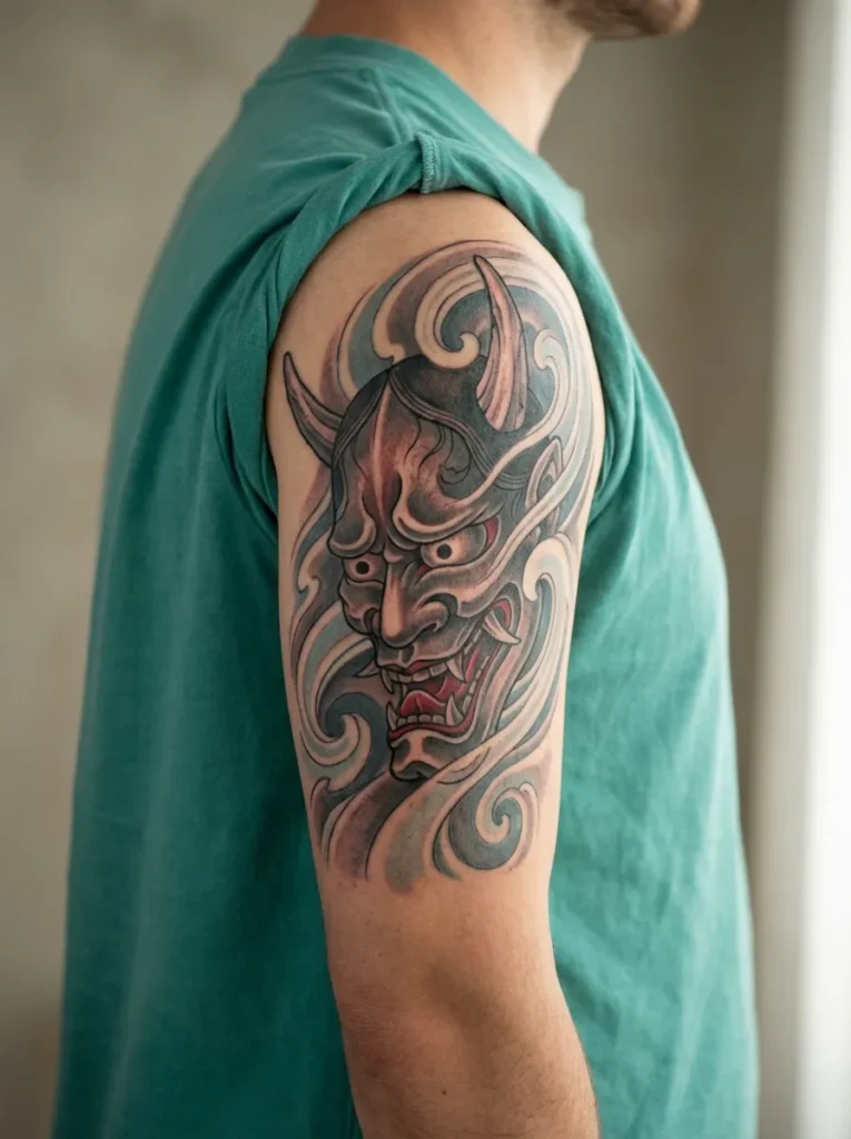 Oni Mask with Fūjin Wind Swirls