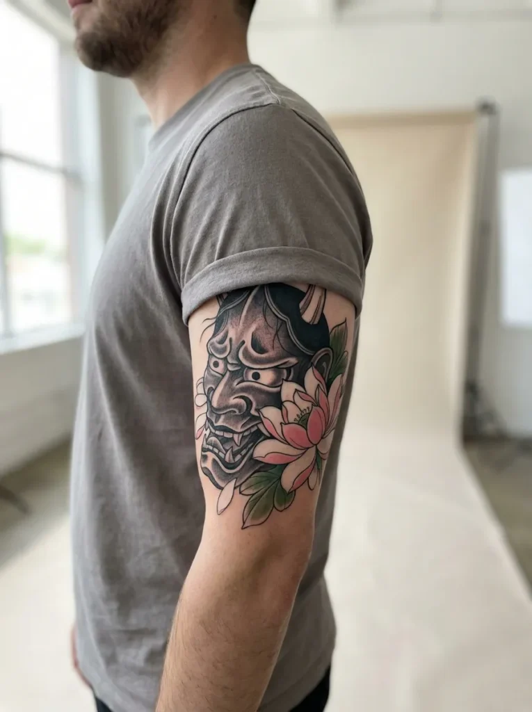 Oni Mask with Lotus Flower (Hasu)