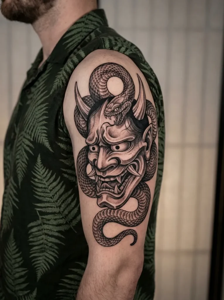 Oni Mask with Snake (Hebi)