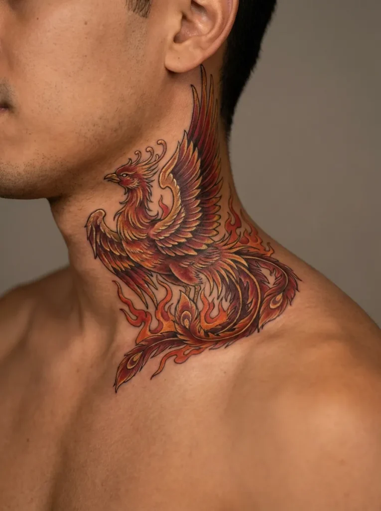 Phoenix (Hō-ō) Neck Tattoo