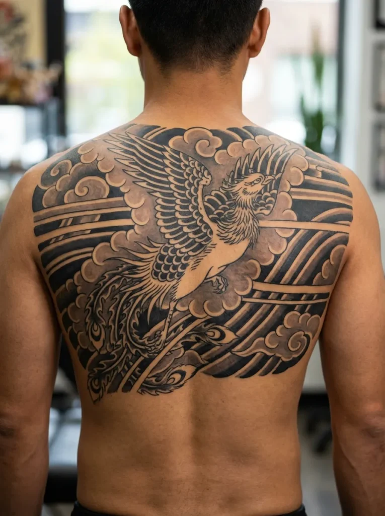 Phoenix with Wind Bars and Clouds