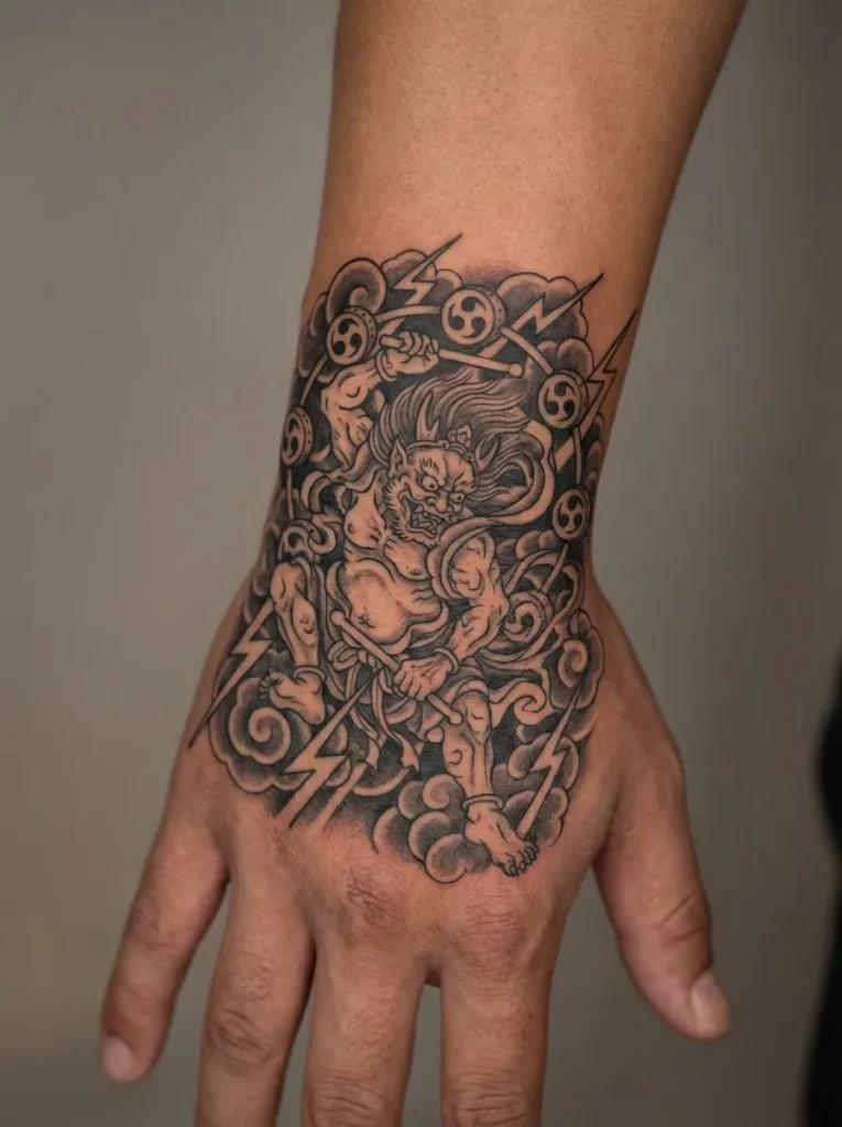 Raijin Hand Tattoo