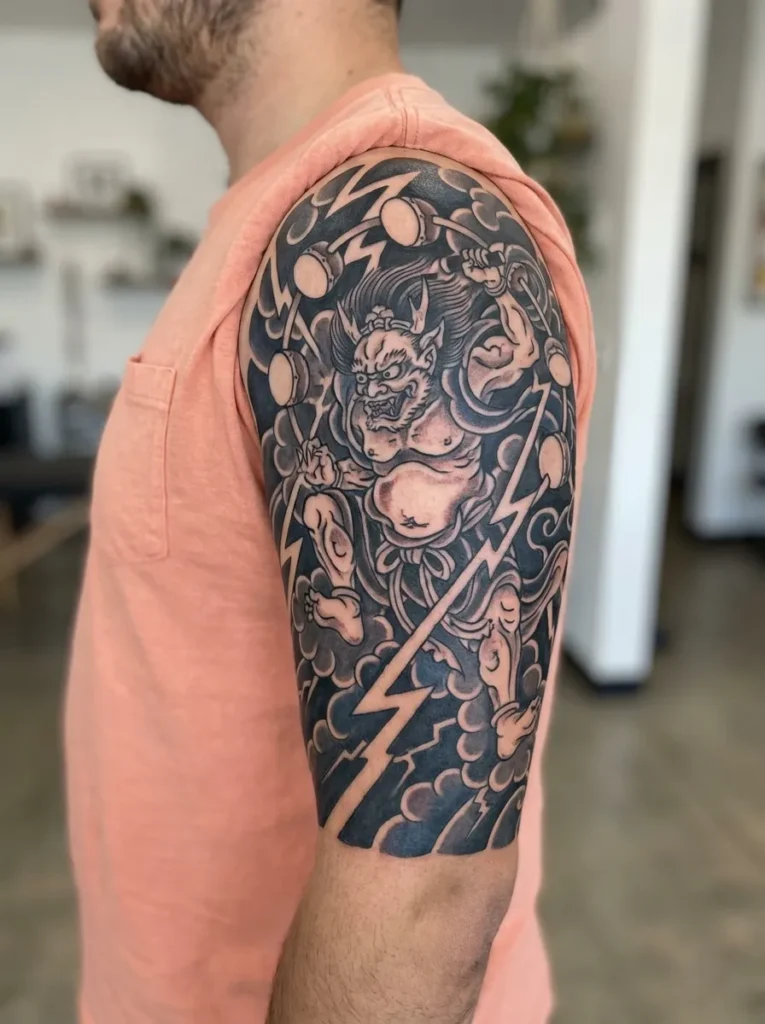 Raijin and Lightning Tattoo