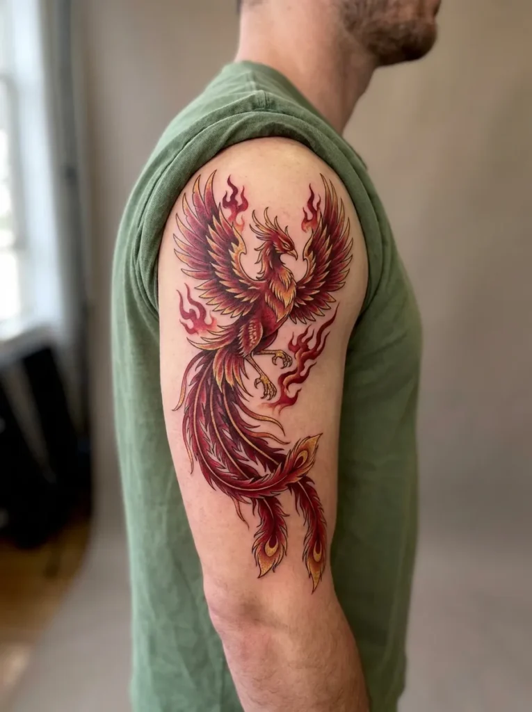 Red and Gold Phoenix Design