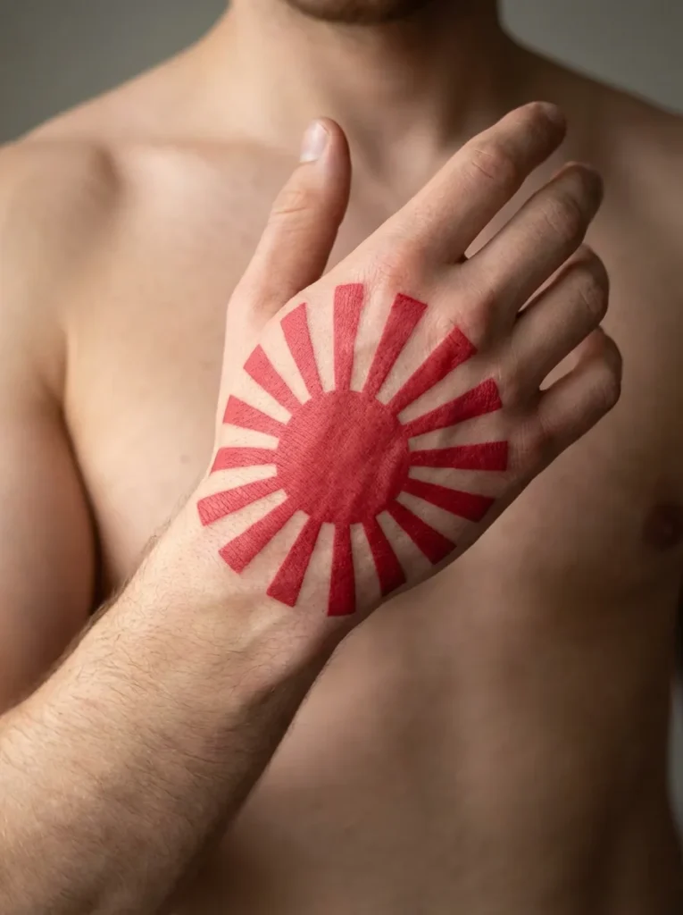 Rising Sun Hand Tattoo