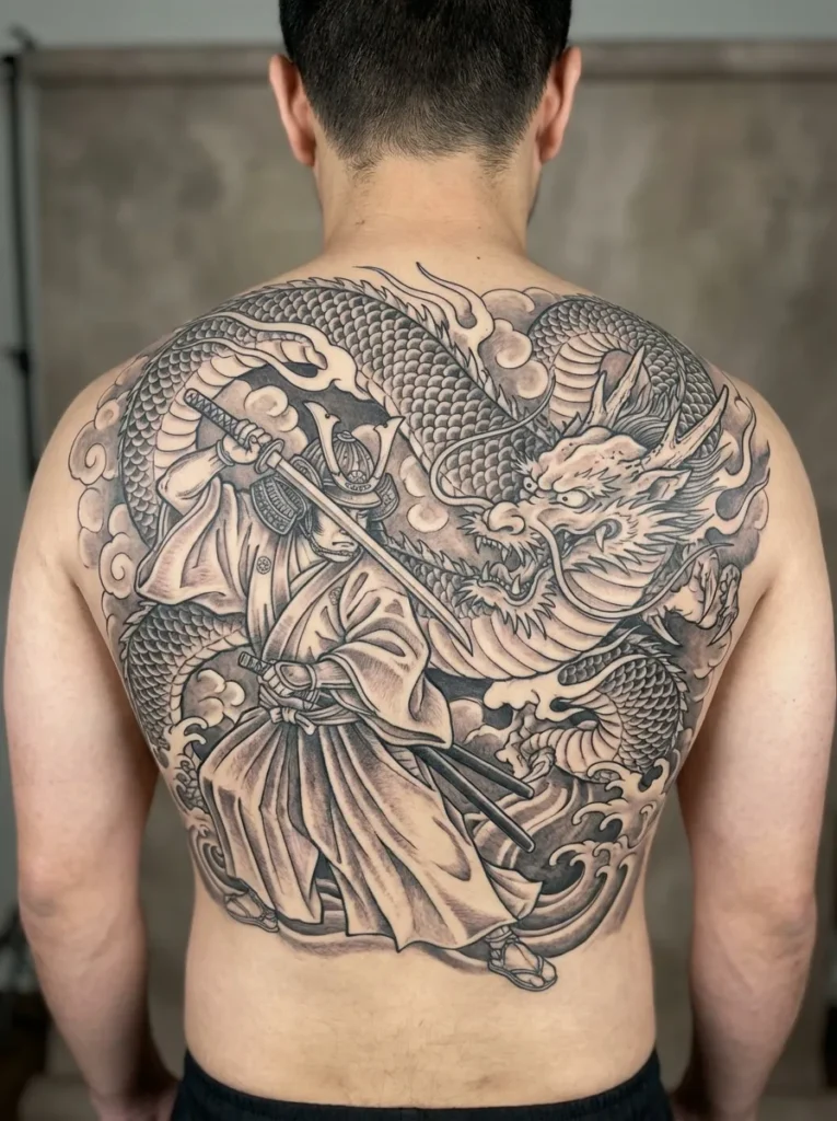 Samurai and Dragon Scene