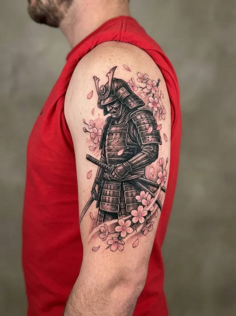 Samurai with Cherry Blossoms