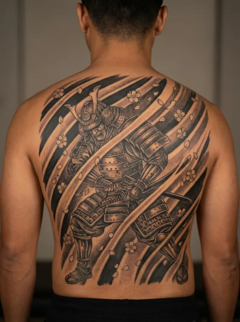 Samurai with Wind Bars Background