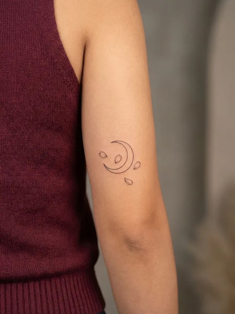 Small Moon with Sakura Petals