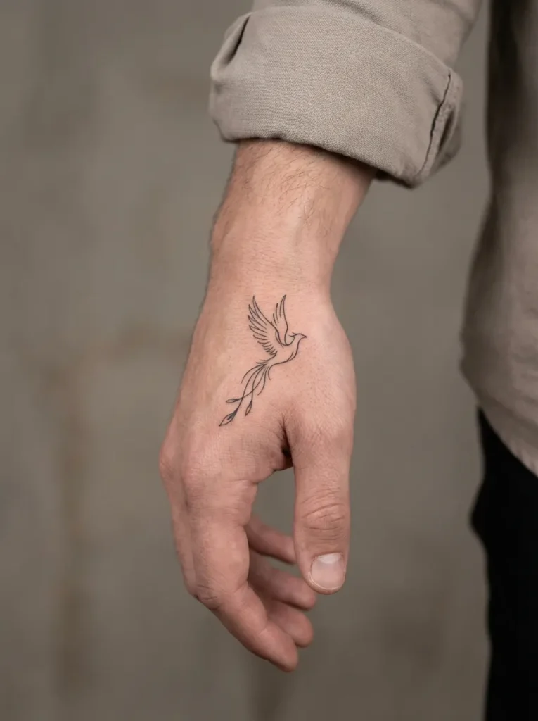 Small Phoenix Wrist or Hand Tattoo