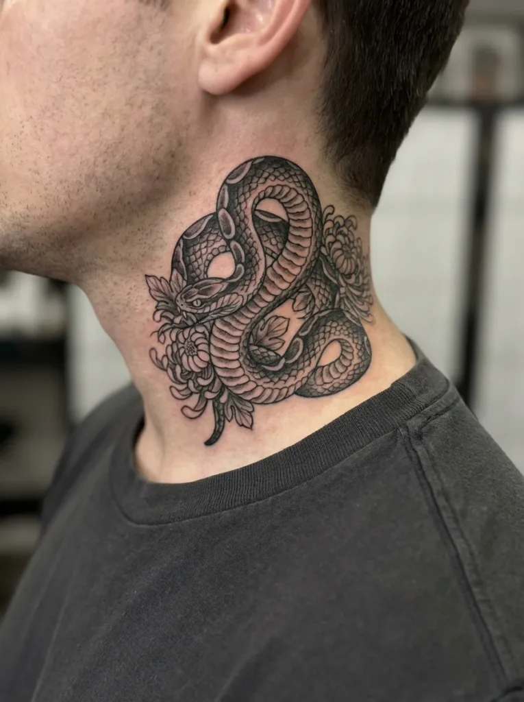 Snake (Hebi) Neck Tattoo