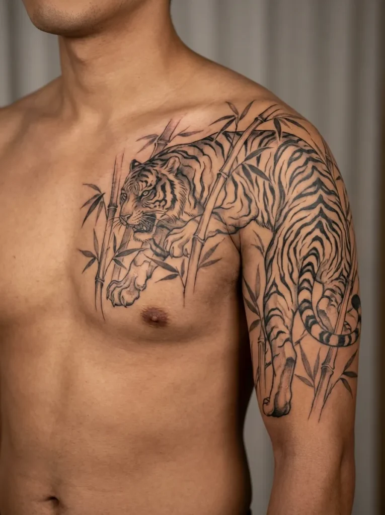 Tiger and Bamboo Tattoo