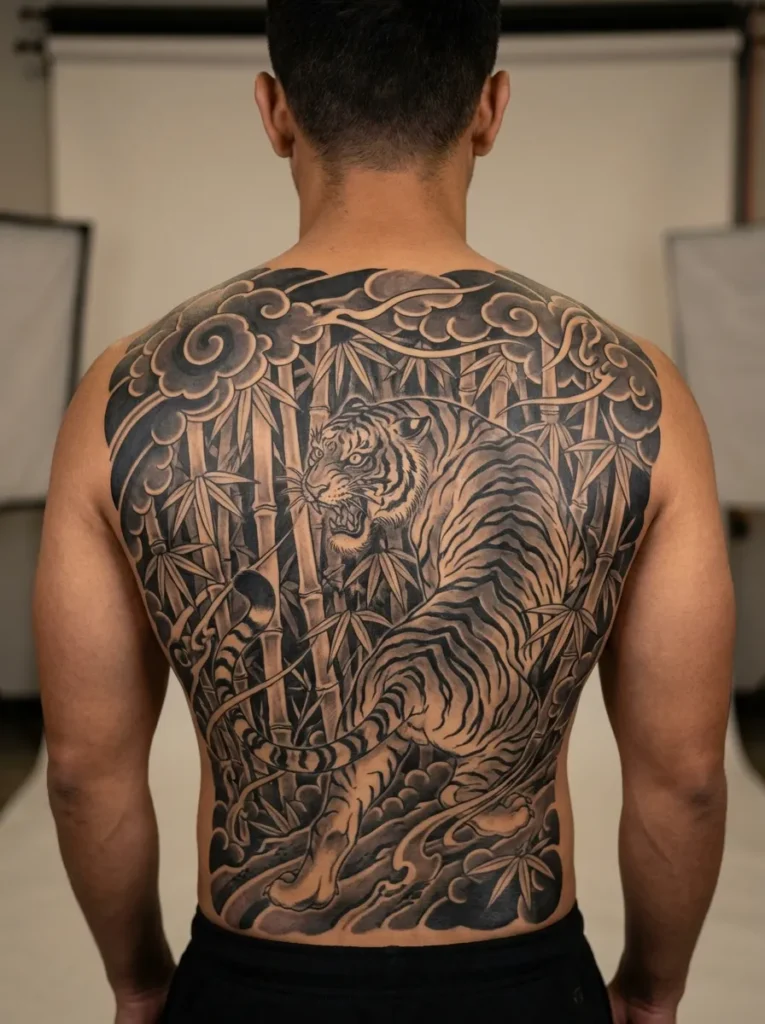 Tiger in Bamboo Forest Backpiece