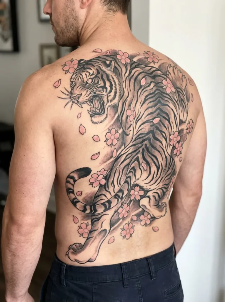 Tiger with Cherry Blossoms