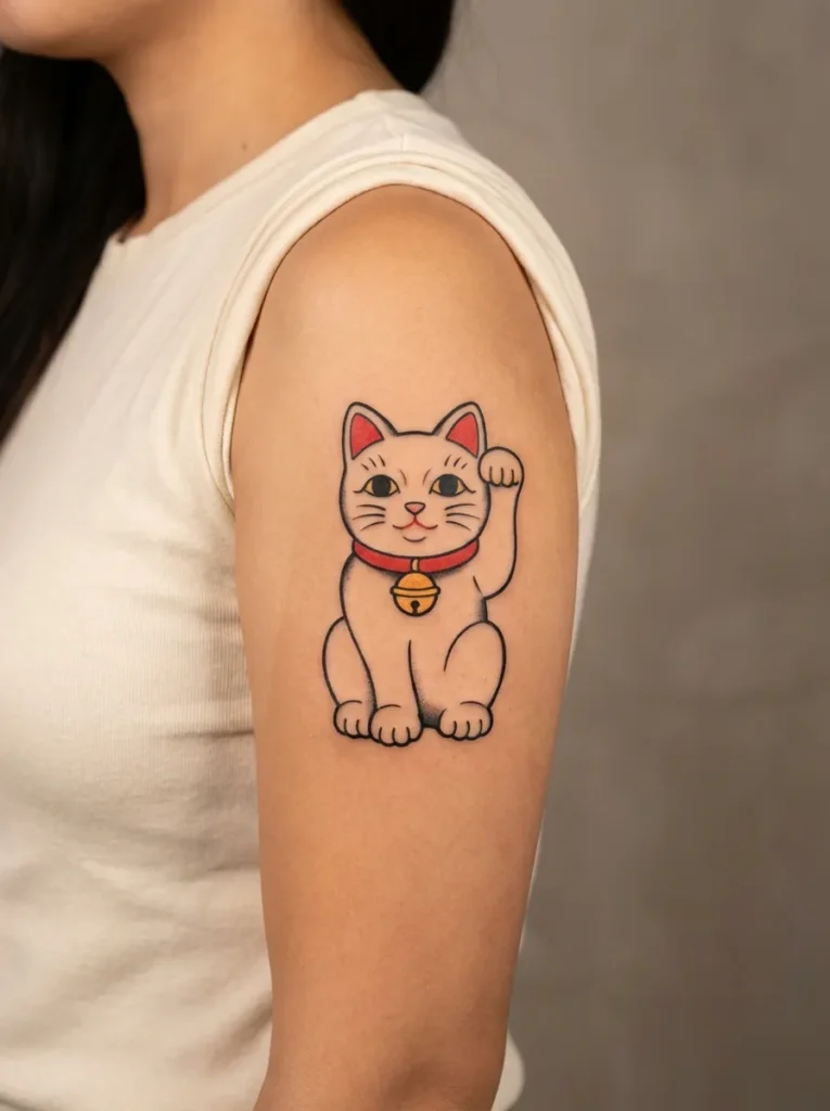 Traditional Maneki Neko with Raised Paw