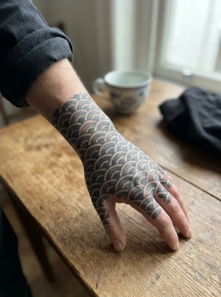 Traditional Pattern Hand Tattoo