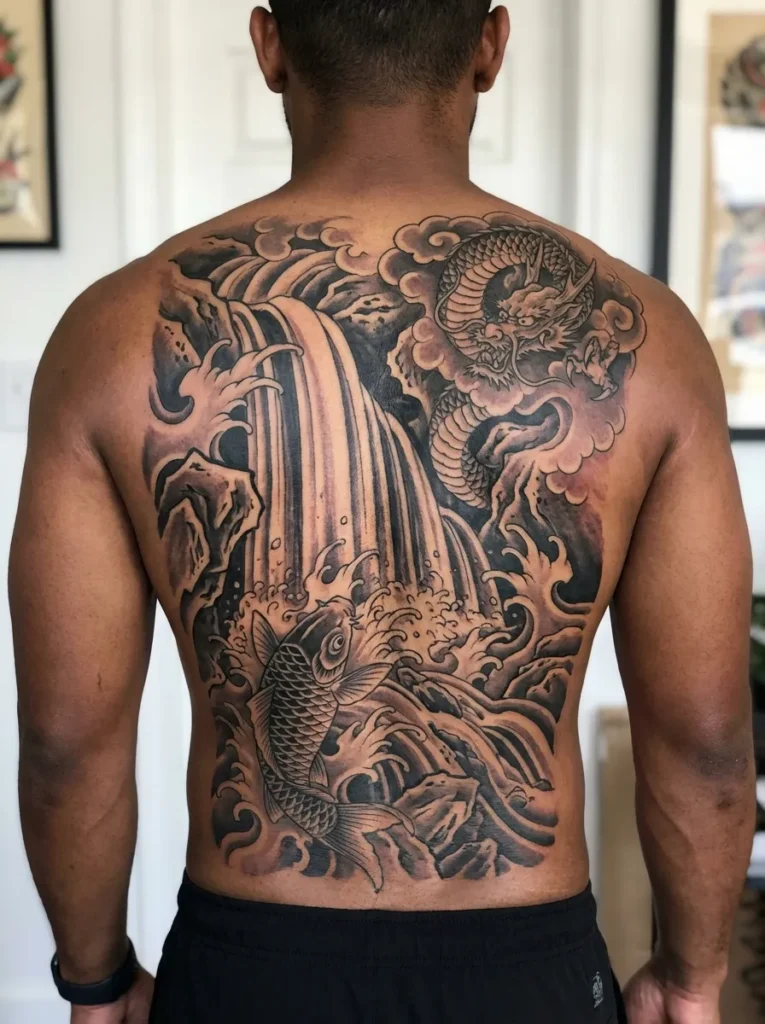 Waterfall Background Tattoo