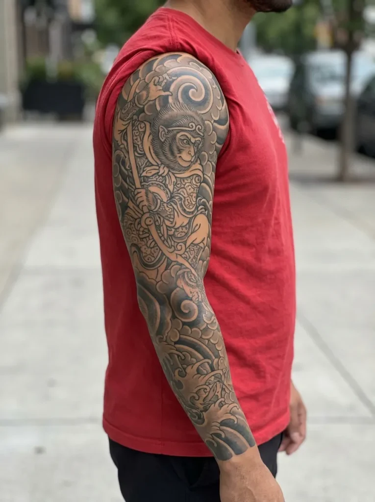 Monkey King (Saru) with Cloud Swirls