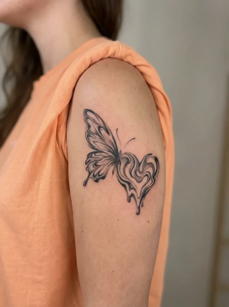 Abstract Butterfly Blending into Heart