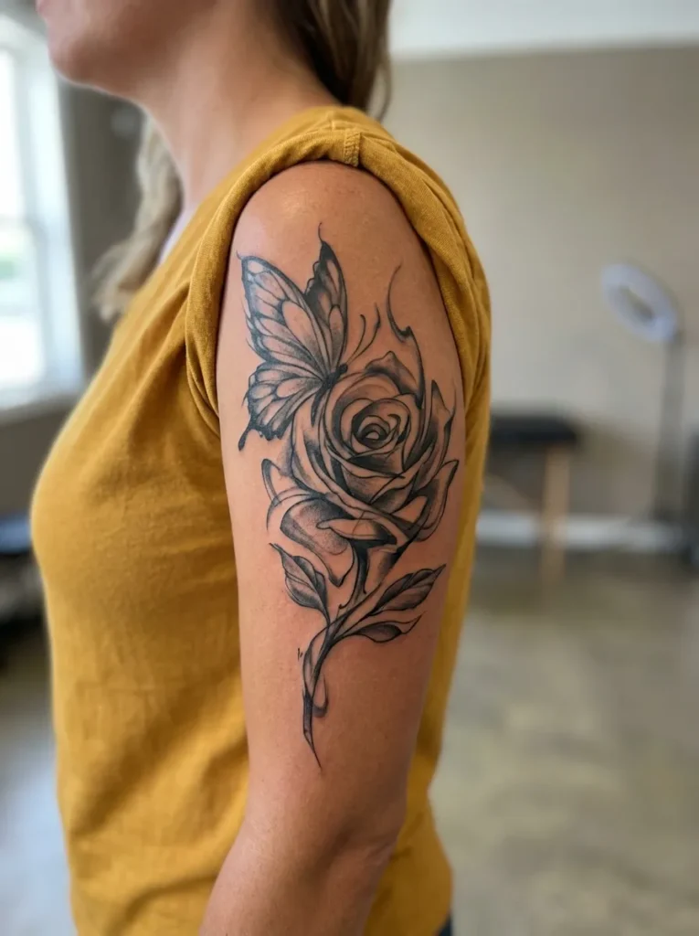 Abstract Butterfly Blending into Rose Form