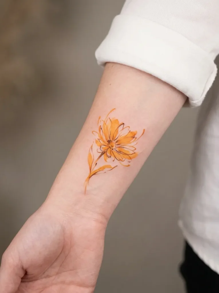Abstract Calendula Flower Tattoo
