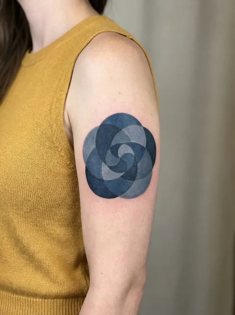 Abstract Camellia Flower Tattoo